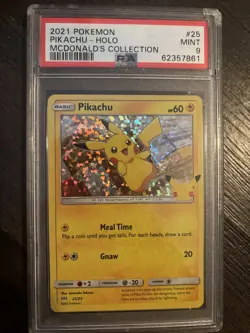 Pokemon Pikachu TCG Holo Card 25/25 McDonald's 2021 Promo PSA 9 - Image 1