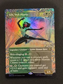 Silk, Web Weaver (Borderless) Foil R MTG Marvel's Spider-Man 215 NM - Image 1