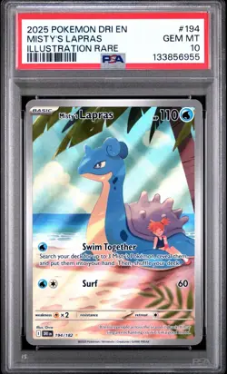 2025 Pokemon Destined Rivals DRI En Misty's Lapras Illustration Rare #194 PSA 10 - Image 1