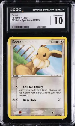 2005 POKEMON EX DELTA SPECIES #69/113 EEVEE CGC 10 GEM MINT - Image 1