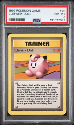 1999 POKEMON BASE SET UNLIMITED #70 CLEFAIRY DOLL PSA 8 - Image 1