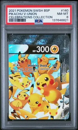 2021 POKEMON SWSH PROMO CELEBRATIONS COLLECTION #140 PIKACHU V-UNION PSA 8 - Image 1