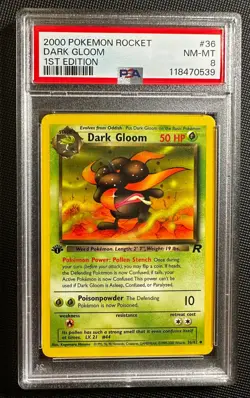 2000 Pokemon TEAM ROCKET 1st Edition DARK GLOOM #36 PSA graded 8 NM- MT - Image 1