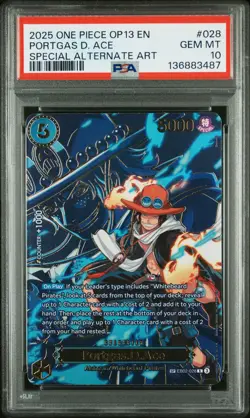 2025 ONE PIECE CARRYING ON HIS WILL SPECIAL ALT ART #028 PORTGAS D. ACE PSA 10 - Image 1
