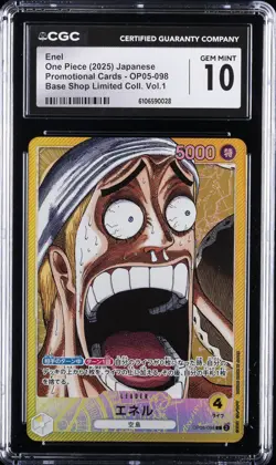 2025 ONE PIECE JAPANESE BASE SHOP LTD COLLECTION VOL. 1 #OP05-098 ENEL CGC 10 - Image 1