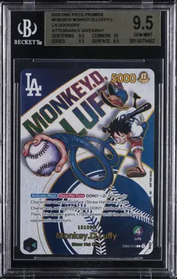 2025 ONE PIECE PROMOS LA DODGERS ATTENDANCE GIVEAWAY L MONKEY.D.LUFFY BGS 9.5 - Image 1