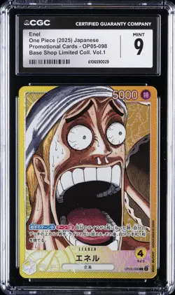 2025 ONE PIECE JAPANESE BASE SHOP LTD COLLECTION VOL. 1 #OP05-098 ENEL CGC 9 - Image 1