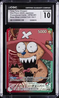 2025 ONE PIECE BASE SHOP LIMITED COLL. VOL. 1 #OP08-001 TONY TONY CHOPPER CGC 10 - Image 1