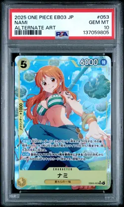 2025 ONE PIECE JPN EB03 ONE PIECE HEROINES EDITION ALT ART #053 NAMI PSA 10 - Image 1