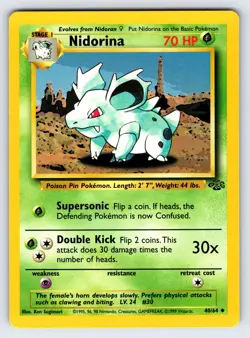 Nidorina 40/64 1999 Jungle Set Pokemon Card TCG WOTC Vintage Uncommon - Lp - Image 1