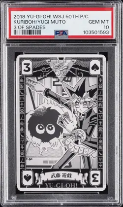 2018 YU-GI-OH! PLAYING CARDS 3 OF SPADES KURIBOH/YUGI MUTO PSA 10 - Image 1