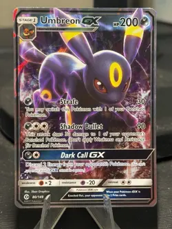 Umbreon GX 80/149 Ultra Rare SM Base Set Pokemon Card TCG - Image 1