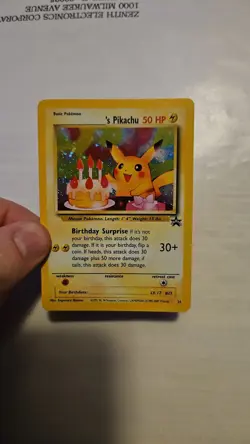 Pokemon Pikachu Birthday Surprise Holo #24 Black Star Promo Card WOTC Rare - Image 1