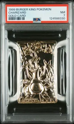 1999 BURGER KING POKEMON GOLD CARDS CHARIZARD PSA 7 - Image 1