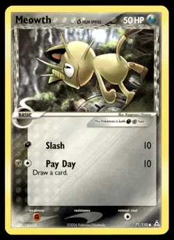 Meowth 71/110 Pokemon Card Holon Phantoms Common 50 HP Lightly Played SO - Image 1