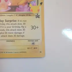 Pokemon TCG Birthday Pikachu Card - Holo Rare Promo 50 Hp - Image 3