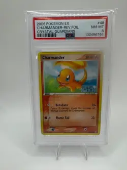 POKEMON EX CRYSTAL GUARDIANS CHARMANDER #48 REVERSE HOLO PSA 8 NM-MT *STAMPED* - Image 1