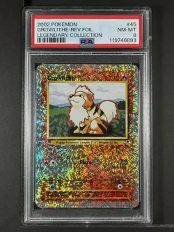 Growlithe Reverse Foil #45 2002 Pokemon Legendary Collection PSA 8 250001 - Image 1
