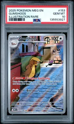 2025 Pokemon Meg EN-Mega Evolution Gumshoos Illustration Rare PSA 10 #153 Trump - Image 1