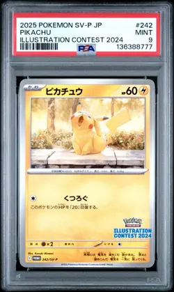 2025 POKEMON JAPANESE SV-P PROMO ILLUSTRATION CONTEST 2024 #242 PIKACHU PSA 9 - Image 1