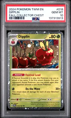 2024 POKEMON TWM EN-TWILIGHT MASQUERADE FALL COLLECTOR CHEST #018 DIPPLIN PSA 10 - Image 1