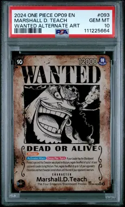 PSA 10 Marshall D Teach Wanted Poster English SP Alt Art OP09-093 2024 One Piece - Image 3