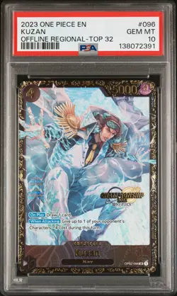 2023 ONE PIECE PROMOS OFFLINE REGIONAL-TOP 32 #096 KUZAN PSA 10 - Image 1