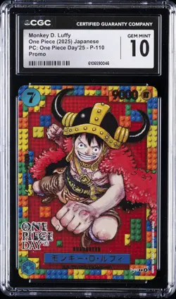 2025 ONE PIECE JPN PC: ONE PIECE DAY'25 PROMO MONKEY D. LUFFY CGC 10 GEM MINT - Image 1