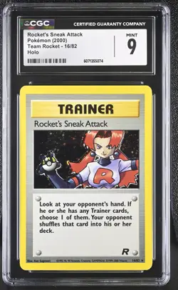 CGC 9 MINT Rocket's Sneak Attack 2000 Team Rocket 16/82 Holo Pokemon Card - Image 1