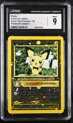 CGC 9 MINT Pichu 2001 Black Star Promos 35 Pokemon League Pokemon Card - Image 1