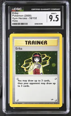 CGC 9.5 MINT+ Erika 2000 Gym Heroes 16/132 Holo Pokemon Card - Image 1