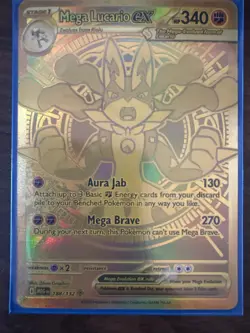 Gold mega lucario ex ungraded Pokemon card mint condition - Image 2