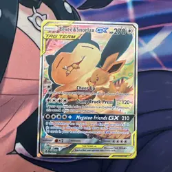 Pokemon TCG Eevee & Snorlax GX SM169 Holo Card MP Condition - Image 1