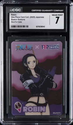 2025 ONE PIECE JAPANESE CARD COLLECTION DEVIL'S CAKE BASKIN ROBBINS ROBIN CGC 7 - Image 1