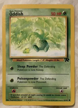 ODDISH - Team Rocket Set - 63/82 - Common - Pokemon Card - Unlimited - LP - Image 1
