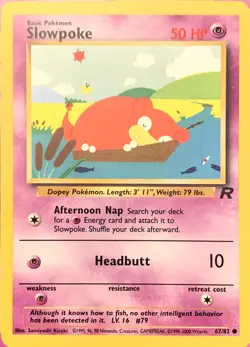 SLOWPOKE - Team Rocket Set - 67/82 - Common - Pokemon Card - Unlimited - NM - Image 1