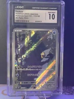 ✨ CGC GEM MINT 10 Psyduck 175/165 Art Rare 2023 Pokemon Card Japanese SV2a 151 - Image 2