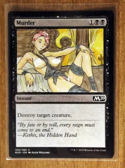Murder Altered Art Hand Painted MTG Magic the Gathering Anime Girl gwendlyn di c - Image 1