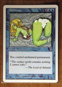 Confiscate Altered Art Hand Painted MTG Magic the Gathering Anime Girl - Image 1