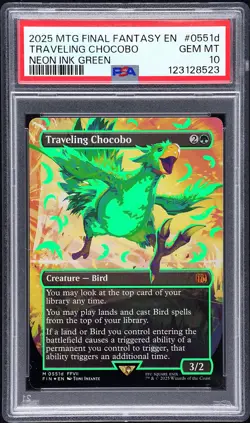 2025 MTG FINAL FANTASY COLORFUL CHOCOBOS-NEON INK GREEN TRAVELING CHOCOBO PSA 10 - Image 1