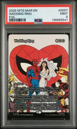 2025 MTG MARVEL'S SPIDER-MAN: SOURCE MAT FOIL #0007 WEDDING RING PSA 9 - Image 1