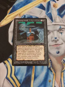 Haunting Wind MTG Antiquities Black Uncommon Enchantment Slightly Played x1 GG10 - Image 1