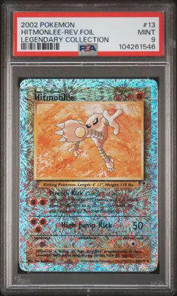 2002 POKEMON LEGENDARY COLLECTION #13 HITMONLEE-REVERSE FOIL PSA 9 - Image 1