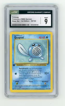 Poliwag Pokemon (1999) Base Set German 1st Ed. #59/102 CGC 9 MINT - Image 1