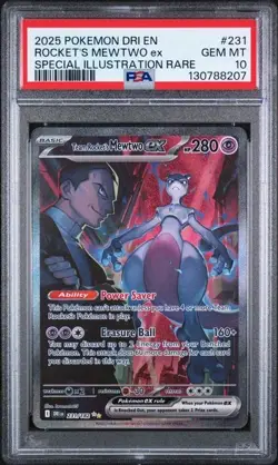 2025 Pokemon Destined Rivals Rocket’s Mewtwo ex #231 SIR PSA 10 - Image 1