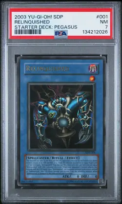 2003 YU-GI-OH! STARTER DECK: PEGASUS #001 RELINQUISHED PSA 7 - Image 1