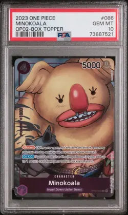 2023 ONE PIECE OP02-PARAMOUNT WAR BOX TOPPER #086 MINOKOALA PSA 10 - Image 1