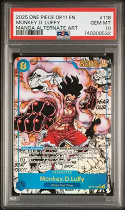 2025 ONE PIECE A FIST OF DIVINE SPEED MANGA ALT ART MONKEY D. LUFFY PSA 10 - Image 1