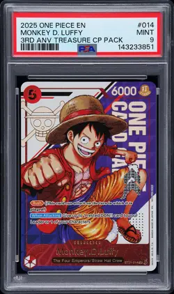 2025 ONE PIECE EN 3RD ANNIVERSARY TREASURE CP #014 MONKEY D. LUFFY PSA 9 - Image 1
