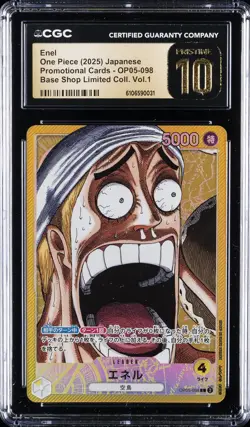 2025 ONE PIECE JPN BASE SHOP LIMITED COLL. VOL. 1 #OP05-098 ENEL CGC 10 PRISTINE - Image 1